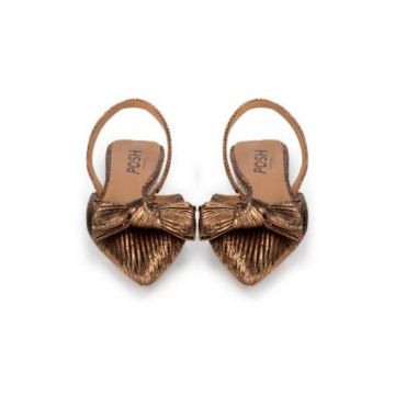 Balerini Slingback cu aspect metalizat si funda LOA