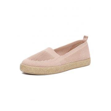 Espadrile dama  roz - material textil - talpa plata - varf rotund