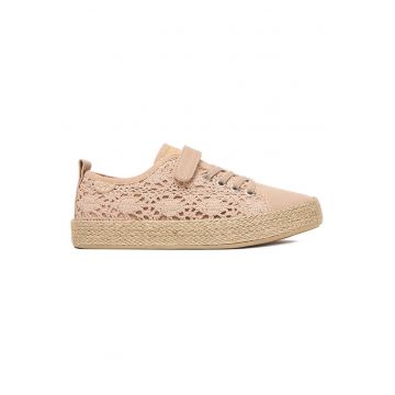 Espadrile  pentru fete - bej - material textil - inchidere cu scai - stil casual
