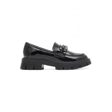 Mocasini copii -  negru - material sintetic - toc bloc -
