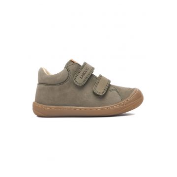 Pantofi copii -  piele naturala - verde - sistem inchidere Velcro