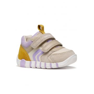 Pantofi copii -  sneakers - bej - material textil - piele naturala - sistem Velcro