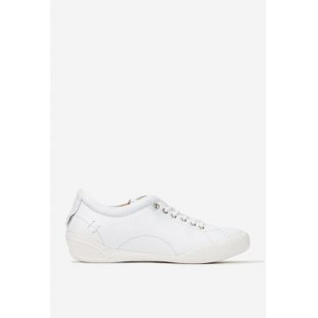 Pantofi dama albi cu siret elastic - Alb