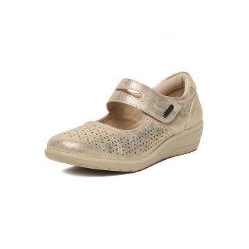 Pantofi dama  auriu - piele ecologica - varf rotund