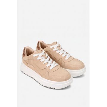 Pantofi dama bej piele intoarsa - Bej