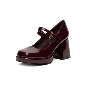 Pantofi dama -  clasic - rosu - sintetic -