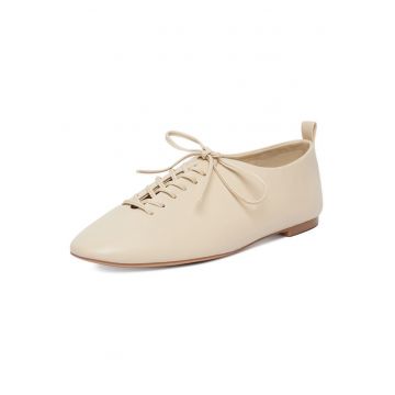 Pantofi dama -  crem - piele naturala - varf rotund