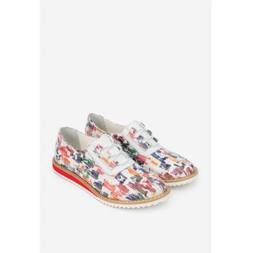 Pantofi dama din piele cu imprimeu multicolor