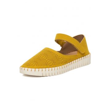 Pantofi dama  galbeni - piele ecologica/textil - inchidere Velcro