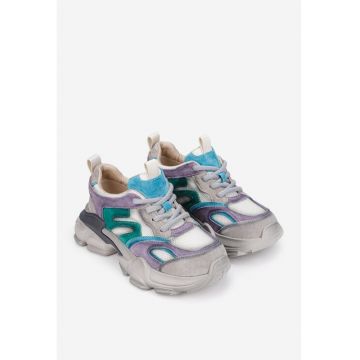 Pantofi dama  gri cu bleu - Multicolor