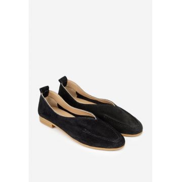 Pantofi dama NUR negri din piele intoarsa