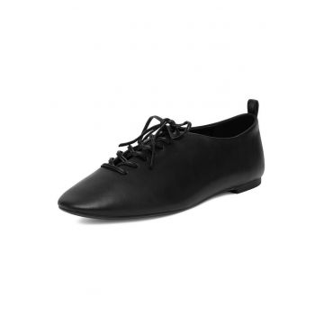 Pantofi dama -  piele naturala - negru - varf rotund