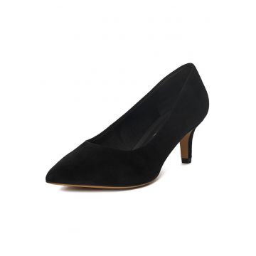 Pantofi dama -  piele naturala - varf ascutit - negru