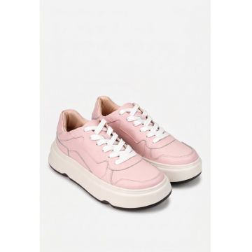 Pantofi dama roz piele - Roz deschis