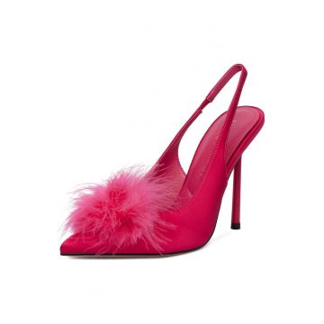 Pantofi dama -  toc ascutit - roz - textil
