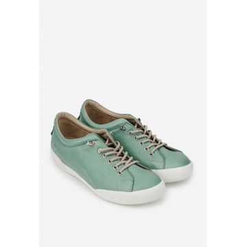 Pantofi dama verzi din piele cu siret elastic