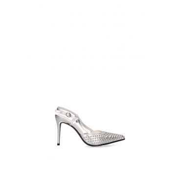 Pantofi de piele cu nituri Aurelia Ultra - Argintiu