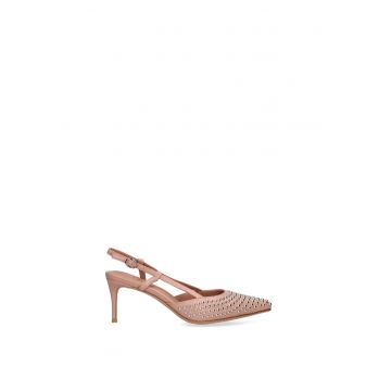 Pantofi de piele cu nituri Oriana Chic - Roz prafuit