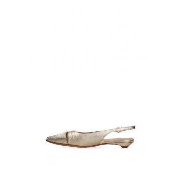 Pantofi de piele cu talpa plata Lumena Plus - Auriu