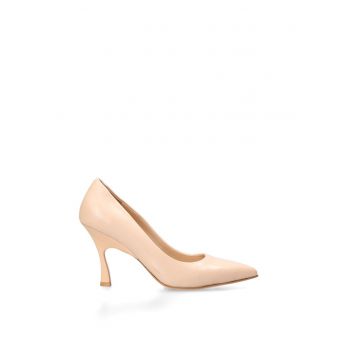Pantofi de piele cu varf ascutit Lunaria Prime - Bej sampanie