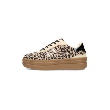 Pantofi din piele ecologica cu animal print si talpa cu aspect masiv BODIE