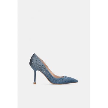 Pantofi din satin cu strasuri - Albastru deschis