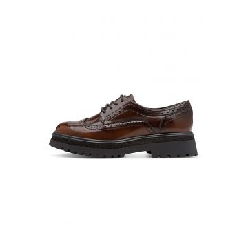 Pantofi Oxford din piele ecologica - Maro inchis/Negru