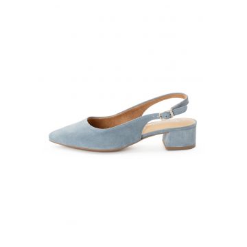 Pantofi slingback cu toc masiv - Albastru prafuit