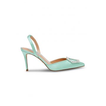 Pantofi slingback de satin Lucent - Argintiu/Verde menta