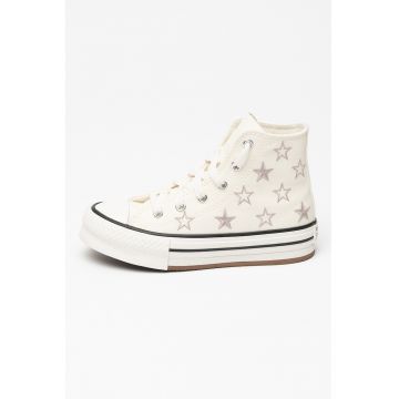 Tenisi high-top Chuck Taylor All Star cu stele - Crem