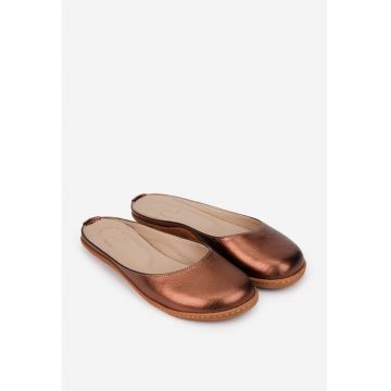 Balerini dama NUR bronz din piele cu decupaj