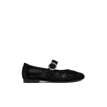 Balerini Dama -  Piele naturala - Negru - Catarama - Negru
