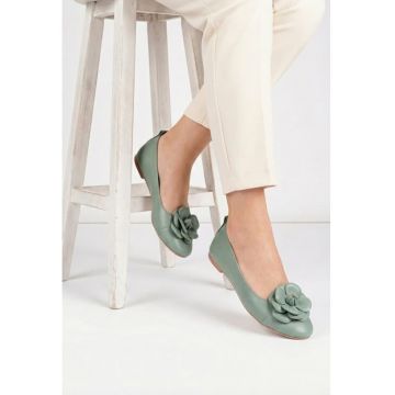 Balerini dama verzi cu ornament floare - Verde deschis