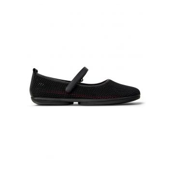 Balerini din material textil cu insertii de piele Right Nina - Negru