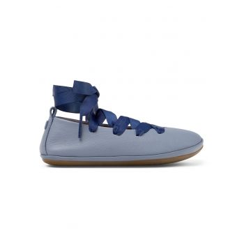 Balerini din piele cu sireturi Right Kids - Albastru