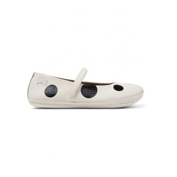 Balerini Mary Jane de piele cu model Right - Negru melange/Crem