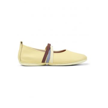 Balerini Mary Jane de piele - Galben
