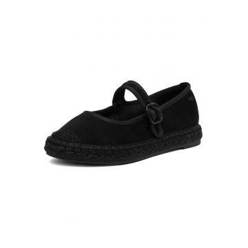Espadrile dama  negru - textil/piele ecologica - cu catarama -