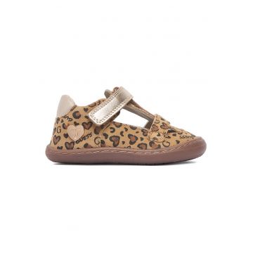 Pantofi copii  piele naturala - velcro - maro