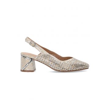 Pantofi cu toc din piele cu model decupat -