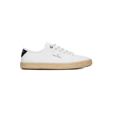 Pantofi dama  alb - textil - varf rotund -