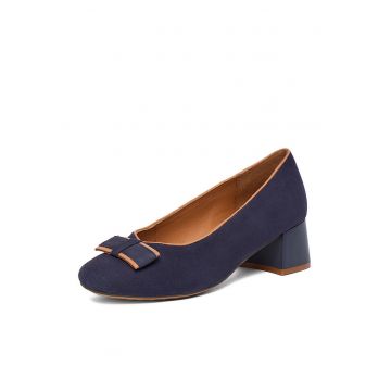 Pantofi dama -  bleumarin - piele naturala - cu toc