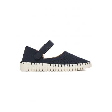 Pantofi dama  bleumarin - textil - velcro - piele ecologica -