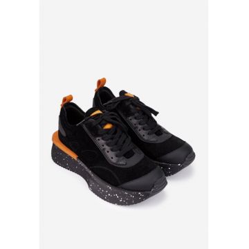 Pantofi dama din piele intoarsa-neagra