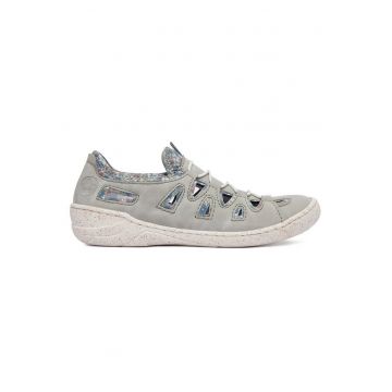 Pantofi dama  gri - piele ecologica - interior din piele naturala - varf rotund -