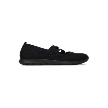 Pantofi dama -  negru - textil - varf rotund -