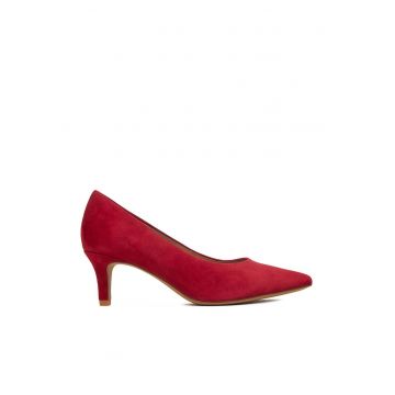 Pantofi dama  piele intoarsa - Rosu
