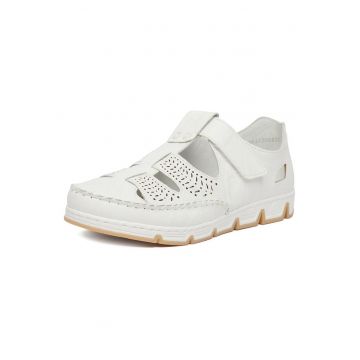 Pantofi dama  piele naturala - alb - inchidere velcro - talpa profilata