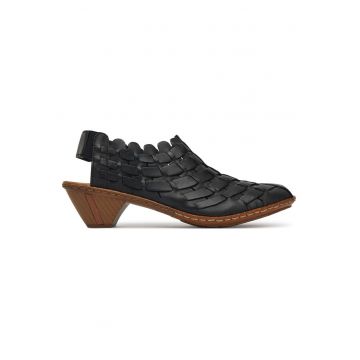 Pantofi dama  piele naturala - negru - tocul conic - varf rotund -