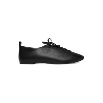Pantofi dama -  piele naturala - negru - varf rotund -